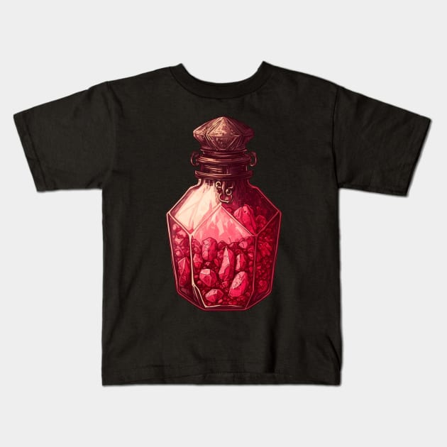 Ruby Crystals Bottle Kids T-Shirt by UnrealArtDude